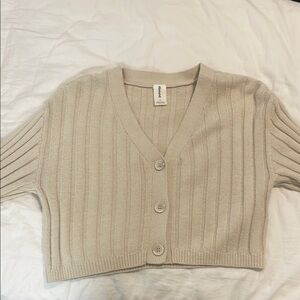 Abound Tan Cardigan with V-neck and Ribbed Knit